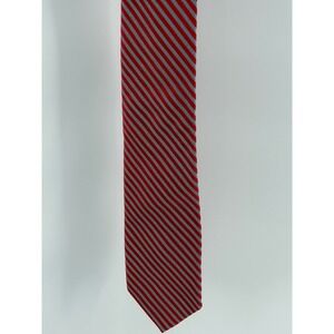 Rooster Tie Red White Striped Silk Blend Narrow Skinny Necktie Made in China
